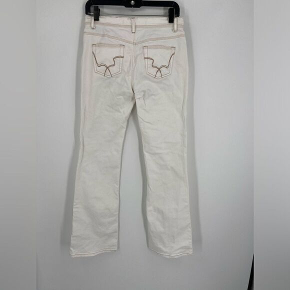 Express Juniors’ Low Rise Flared White Jeans size 3/4 - Picture 3 of 4